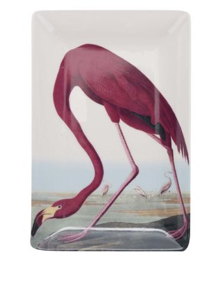 Červeno-krémová porcelánová miska s potiskem Magpie Birds