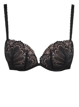Sutien push-up negru Wonderbra cu dantela