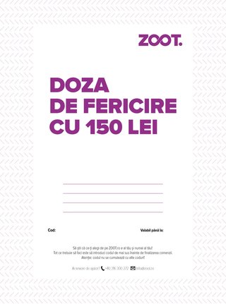 Card cadou electronic in valoare de 150 Lei