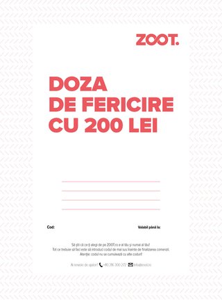 Card cadou electronic in valoare de 200 Lei