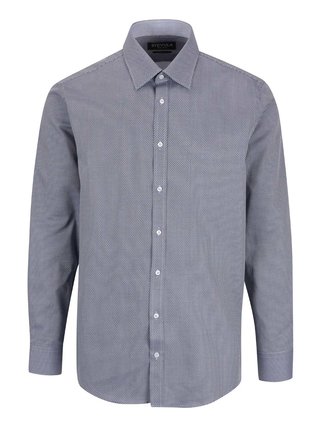 Camasa albastra STEVULA slim fit din bumbac cu model