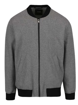 Jacheta bomber gri din amestec de lana Burton Menswear London