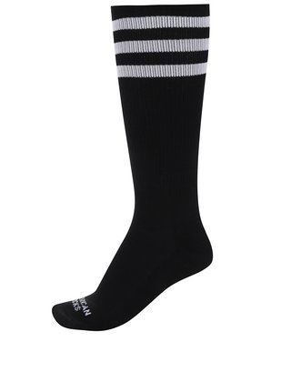 Čierne unisex ponožky s bielymi pruhmi American Socks