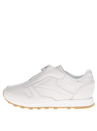 Krémové dámské kožené tenisky se zipem ve stříbrné barvě Reebok