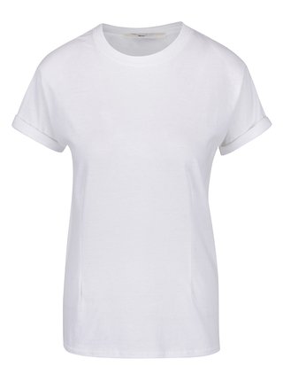 Bílé basic tričko s vycpávkami na ramenou Miss Selfridge