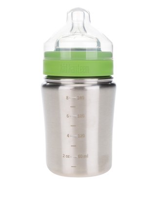 Kojenecká nerezová lahev ve stříbrné barvě Klean Kanteen KidBaby 267 ml