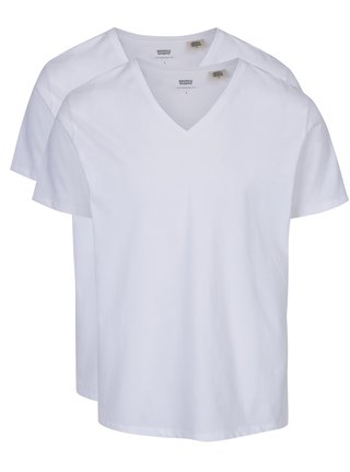 Set 2 tricouri barbatesti basic albe cu decolteu V Levi's®