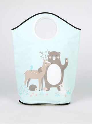 Cos de rufe verde menta cu print animalutele din padure Butter Kings