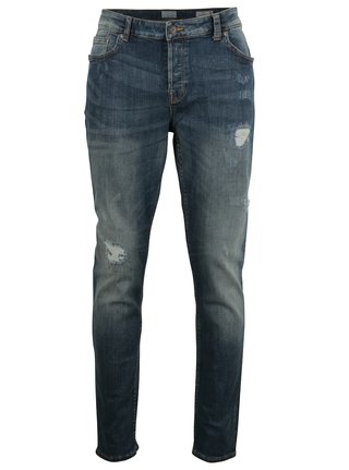 Modré slim fit džíny s potrhaným efektem ONLY & SONS Loom