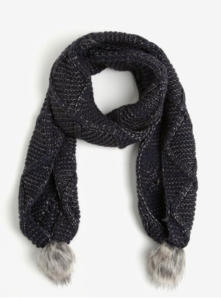 Fular bleumarin cu pompoane - ONLY Asta