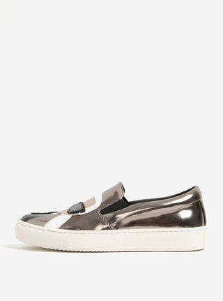 Lesklé kožené slip on v bronzové barvě KARL LAGERFELD Kupsole