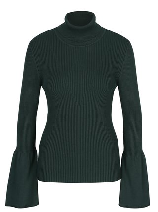 Tmavě zelený rolák s volány na rukávech VERO MODA Norwalk