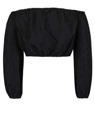 Černý crop top s dlouhým rukávem Miss Selfridge
