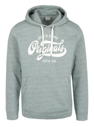 Zelená žíhaná mikina s potiskem a kapucí Jack & Jones Panther