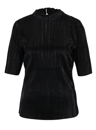 Bluza neagra cu pliseuri fine - VILA Silvi