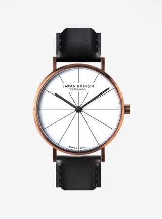 Unisex hodinky s čiernym koženým remienkom LARSEN & ERIKSEN 37 mm