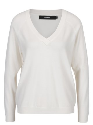 Pulover crem cu decolteu anchior VERO MODA Karis