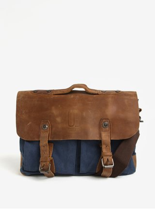 Geanta unisex bleumarin cu maro cu detalii din piele Urban Bag