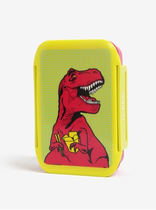 Cutie galbena pentru mancare cu print dinozaur - T-Rex Mustard