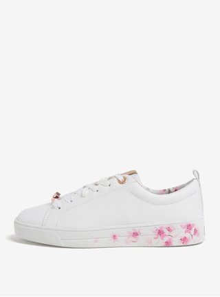 Tenisi albi din piele naturala cu print floral - Ted Baker Kellei P