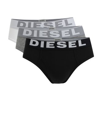 Set de 3 perechi de chiloti multicolori cu logo si cusaturi decorative - Diesel