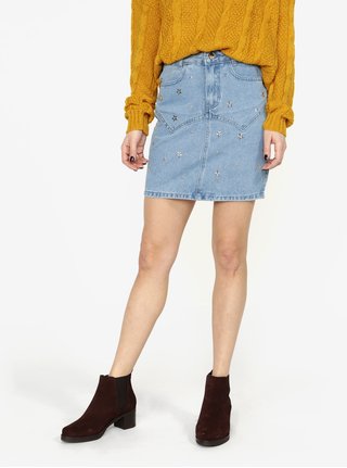 Modrá džínová sukně s aplikací ve tvaru hvězdy MISSGUIDED