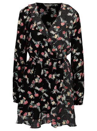 Rochie suprapusa neagra cu print buline si floral Miss Selfridge