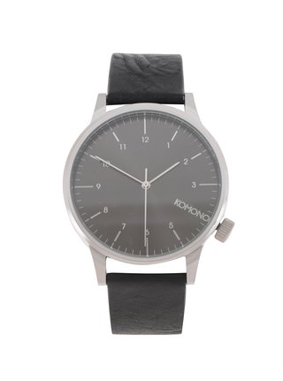 Unisex hodinky s černým koženým páskem Komono Winston Regal