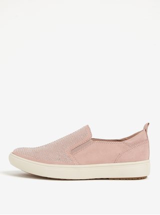 Světle růžové slip on v semišové úpravě Tamaris