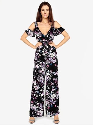 Černý květovaný overal MISSGUIDED