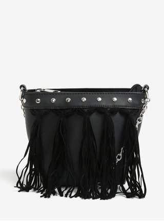 Černá crossbody kabelka s třásněmi Miss Selfridge