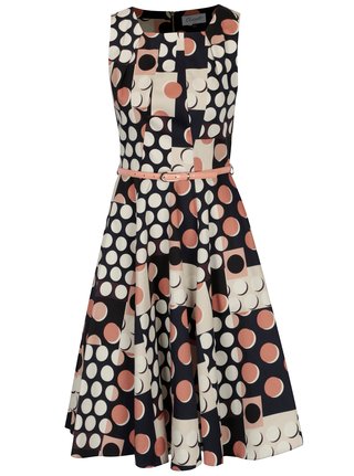 Rochie bleumarin cu buline si curea in talie Closet
