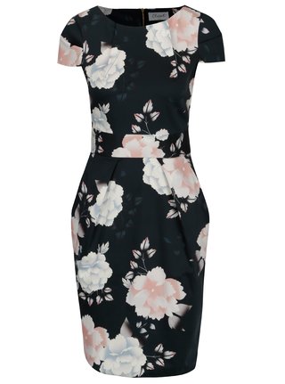 Rochie bleumarin cu print floral si buzunare Closet