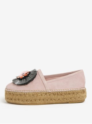 Růžové dámské semišové espadrilky na platformě Dune London Gisel