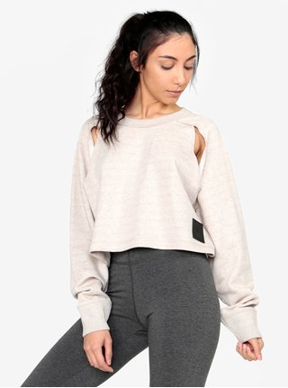 Béžová žíhaná oversize crop mikina s průstřihy Ivy Park