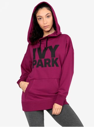 Fuchsiová oversize mikina s kapucí a potiskem Ivy Park