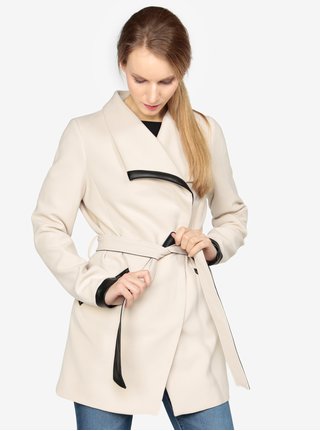 Krémový kabát s páskem VERO MODA Kirsten
