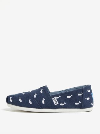 Tmavě modré dámské espadrilky s motivem velryb TOMS