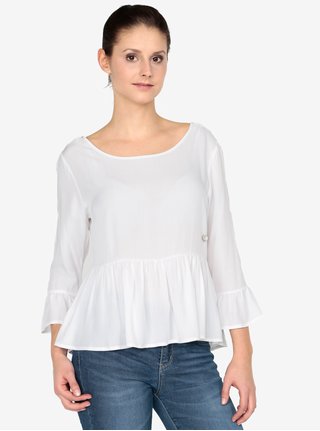 Bluza alba cu maneci 3/4 si volane - Haily´s Madita