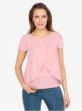 Růžová halenka s překládanou přední částí M&Co