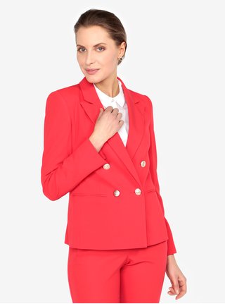 Červené sako s knoflíky ve zlaté barvě Miss Selfridge
