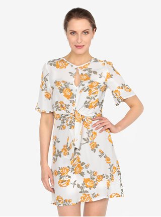 Krémové květované šaty s uzlem Miss Selfridge