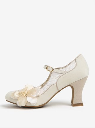 Pantofi crem cu aplicatii florale si bareta - Ruby Shoo Madelaine