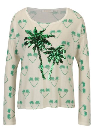 Bluza crem cu print si model din paiete - Rich & Royal