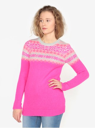 Pulover roz cu model norvegian Oasis Fairisle