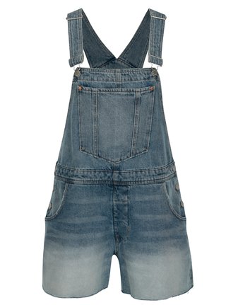 Salopeta scurta albastra din denim cu aspect prespalat - Cheap Monday