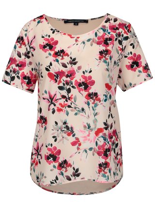 Bluza asimetrica roz deschis cu print floral French Connection Linosa