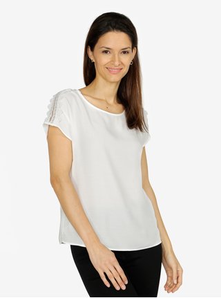 Bluza alba cu broderie pe umeri - VERO MODA Lacey