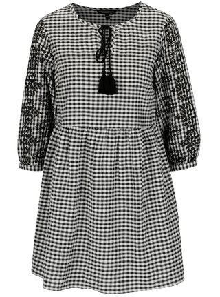 Krémovo-černé vzorované minišaty s výšivkou Dorothy Perkins