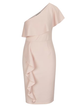 Růžové asymetrické šaty s volány Dorothy Perkins Petite